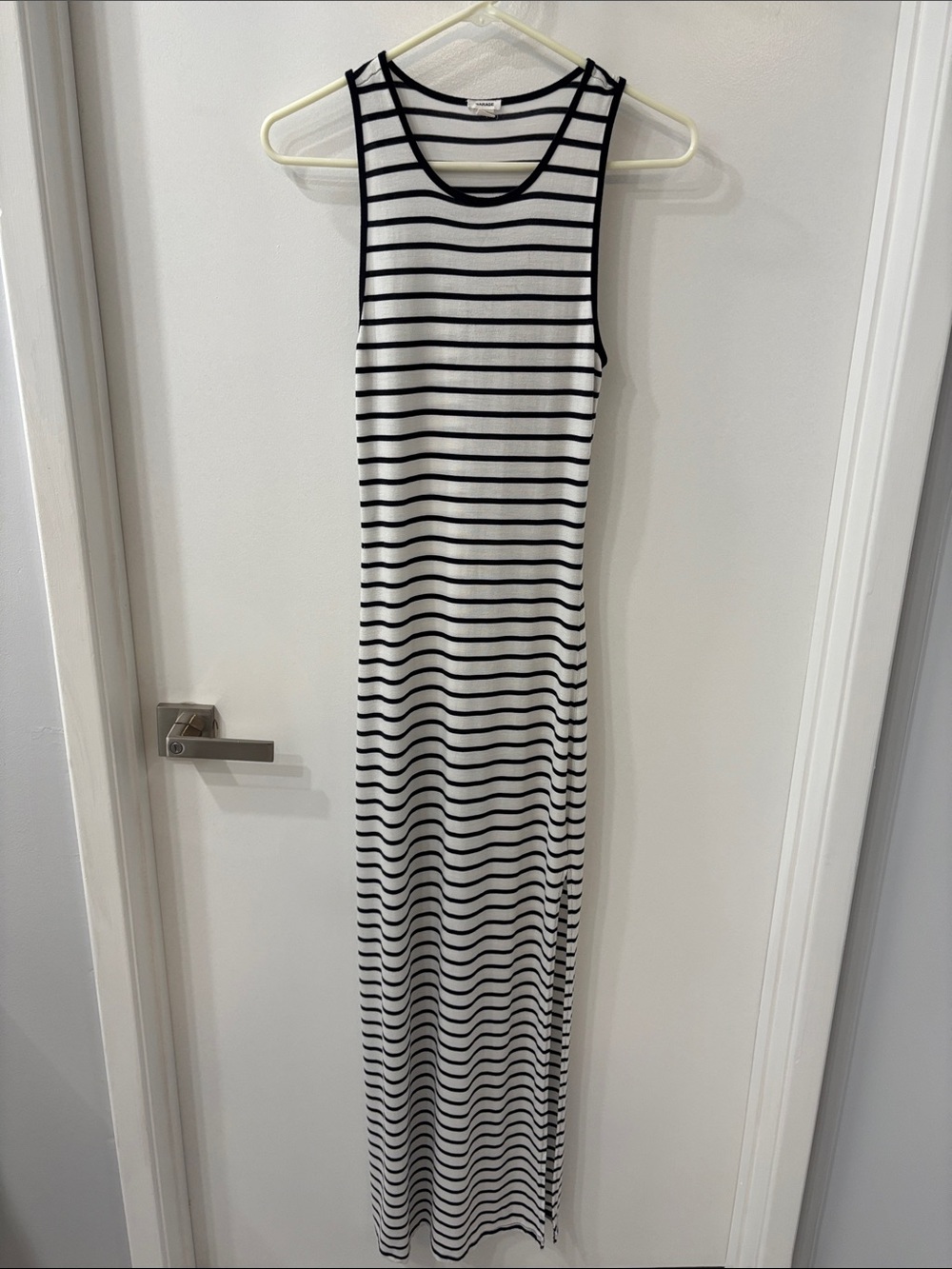 Garage White and Black Striped Tank Maxi Dress